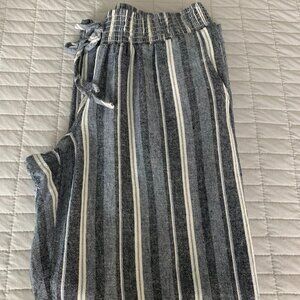 Maurices Women's Linen Drawstring Stripe Pants Size L/XL Large